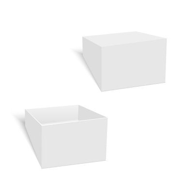 Açılan ve kapalı kutu mockup. Vektör