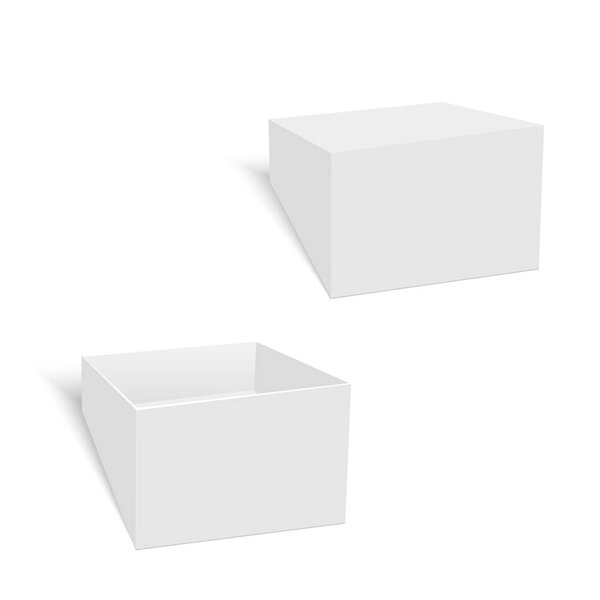 Открытая и закрытая коробка макет. Вектор
