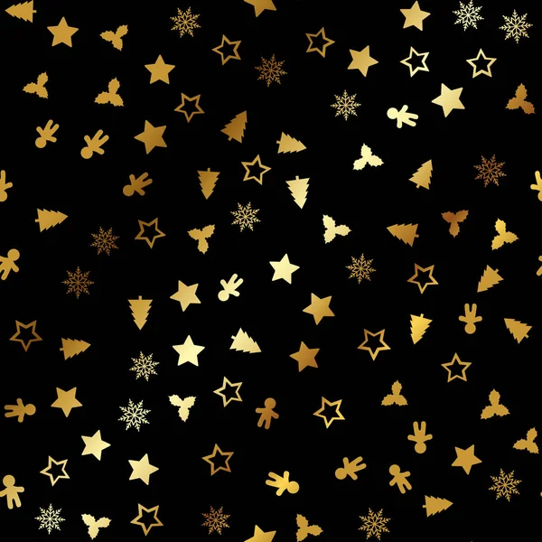 黑色圣诞背景与金色饰品。向量 — 图库矢量图片
