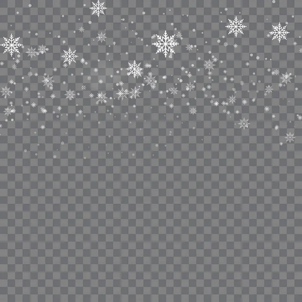 圣诞背景下雪花飘落。向量 — 图库矢量图片