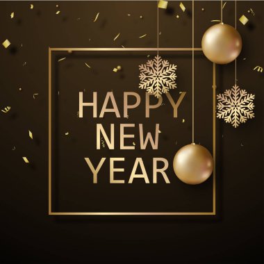 Noel süsleri ile Mutlu Noel tebrik kartı. Vektör