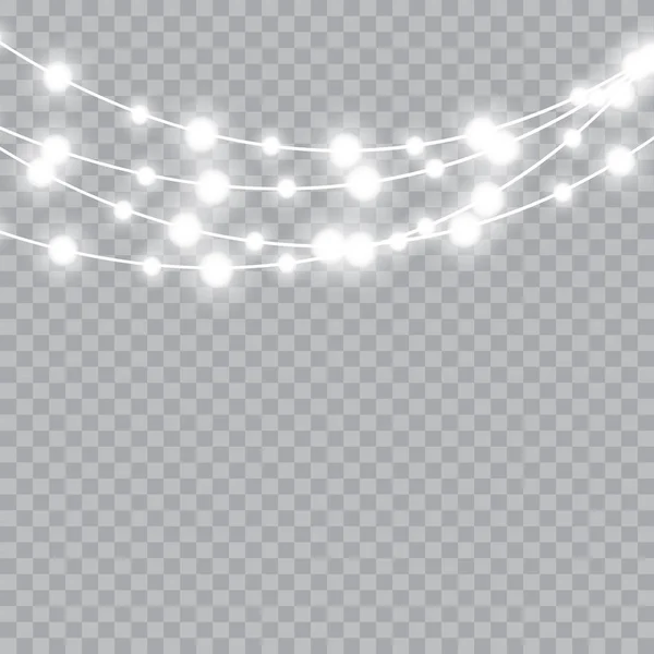 Luces navideñas aisladas elementos de diseño realistas. Vector . — Vector de stock