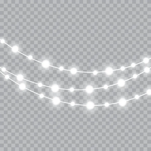 Luces navideñas aisladas elementos de diseño realistas. Vector . — Vector de stock