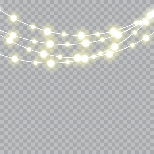 Luces navideñas aisladas elementos de diseño realistas. Vector — Vector de stock