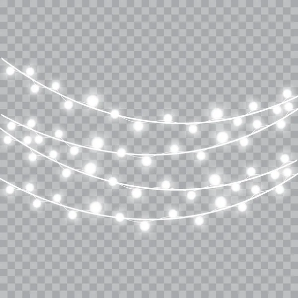 Luces navideñas aisladas elementos de diseño realistas. Vector — Vector de stock