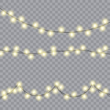 Xmas Tatil kartları, afişler, posterler, web tasarımı için parlayan ışıklar. Vektör