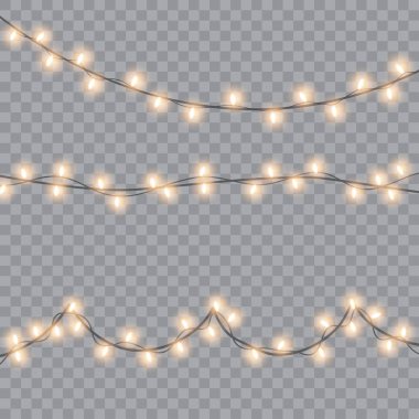 Xmas Tatil kartları, afişler, posterler, web tasarımı için parlayan ışıklar. Vektör