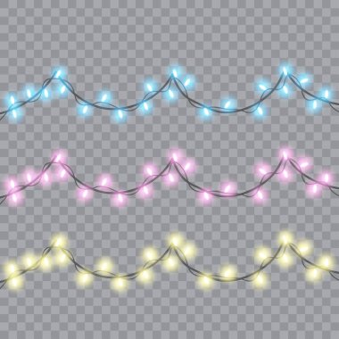 Xmas Tatil kartları, afişler, posterler, web tasarımı için parlayan ışıklar. Vektör