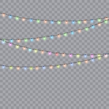 Xmas Tatil kartları, afişler, posterler, web tasarımı için parlayan ışıklar. Vektör