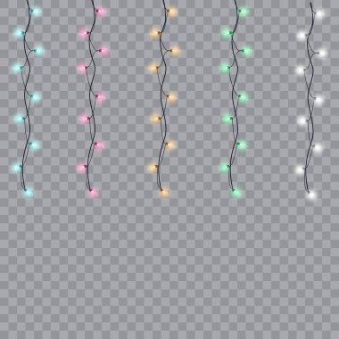 Xmas Tatil kartları, afişler, posterler, web tasarımı için parlayan ışıklar. Vektör