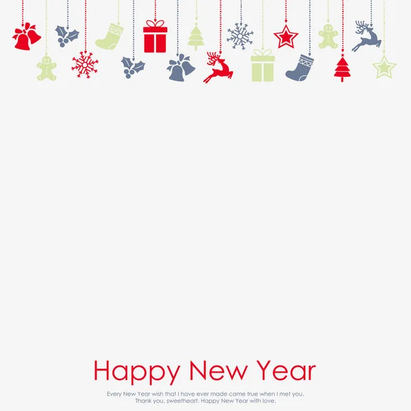 Bonne année ou carte de Noël avec ornements. Vecteur — Image vectorielle