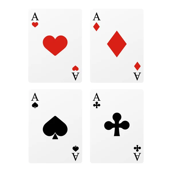 Set of four of a kind aces playing cards. Realistic vector — Stock Vector