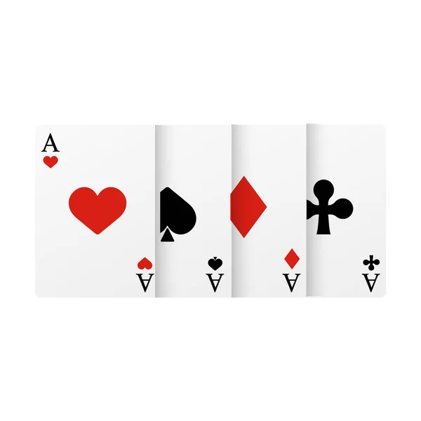 Ensemble de quatre as du genre jouant aux cartes. Vecteur réaliste — Image vectorielle