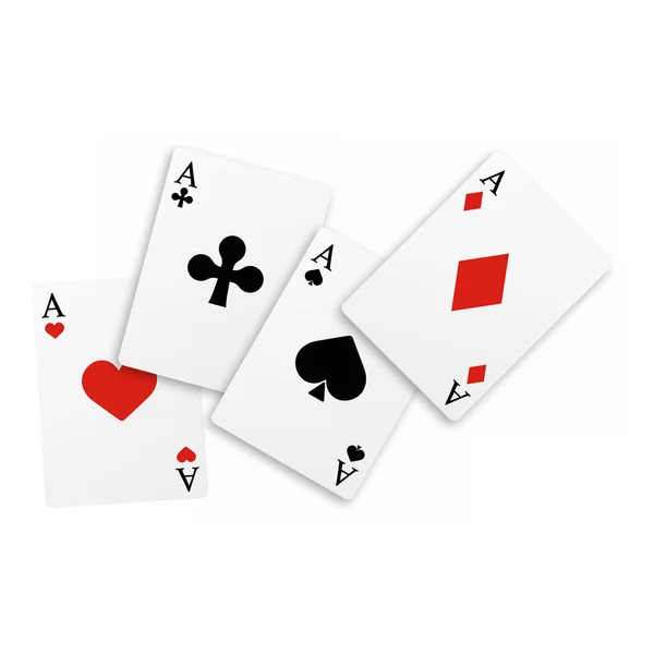 Satz von vier einer Art Asse, die Karten spielen. Realistischer Vektor — Stockvektor