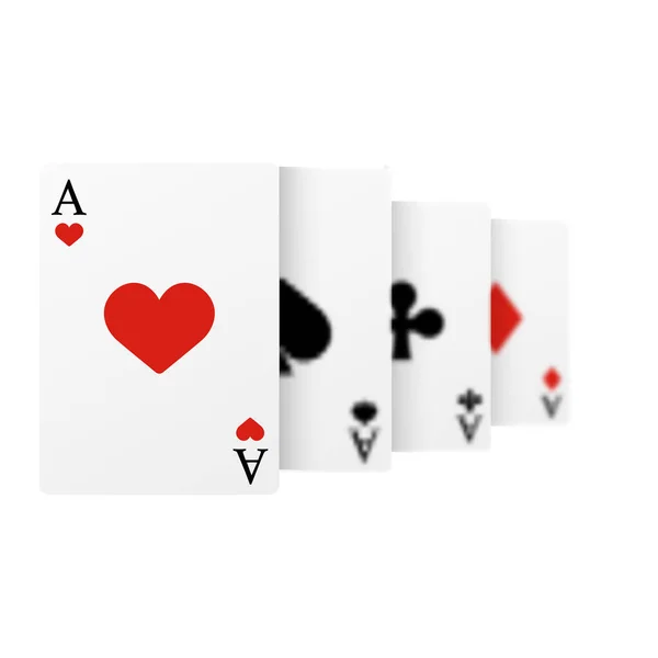 Set of four of a kind aces playing cards. Realistic vector — Stock Vector