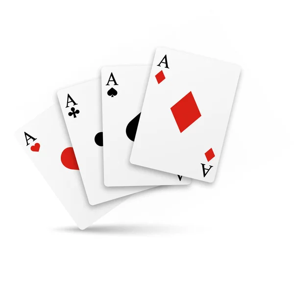 Zestaw czterech asów do gry w karty. Wektor realistyczny — Wektor stockowy