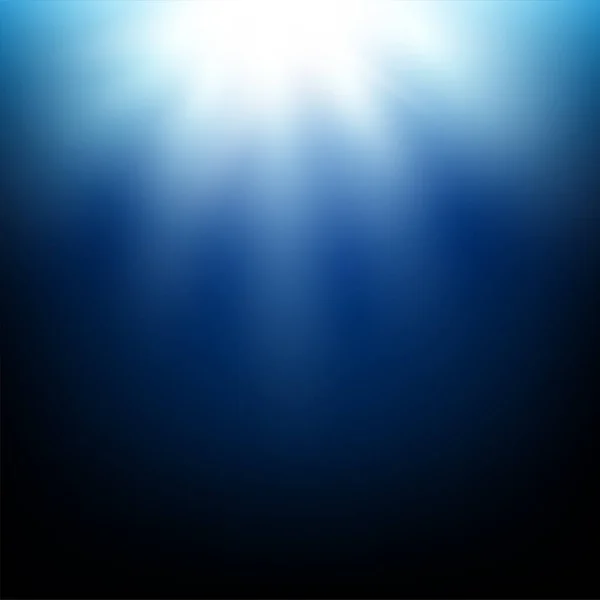 Świecące słońce w głębokim błękitnym morzu, pod wodą z bąbelkami. ilustracja — Zdjęcie stockowe