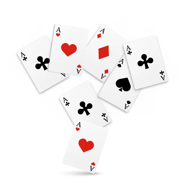 Set van vier van een soort azen speelkaarten. Realistische vector — Stockvector