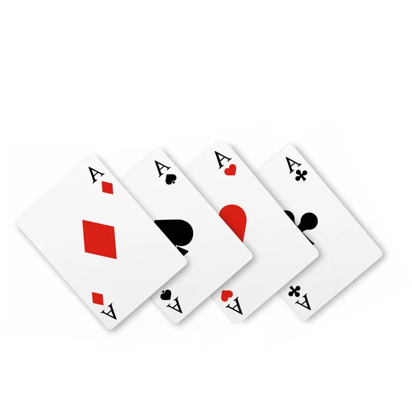 Set of four of a kind aces playing cards. Realistic vector — Stock Vector