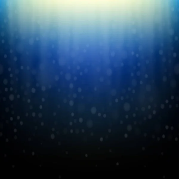 Сияющее солнце в глубоком синем море под водой с пузырьками. Векторная иллюстрация — стоковый вектор