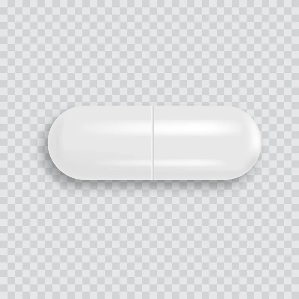 现实的3D白色药丸，阴影柔和。B.病媒 — 图库矢量图片