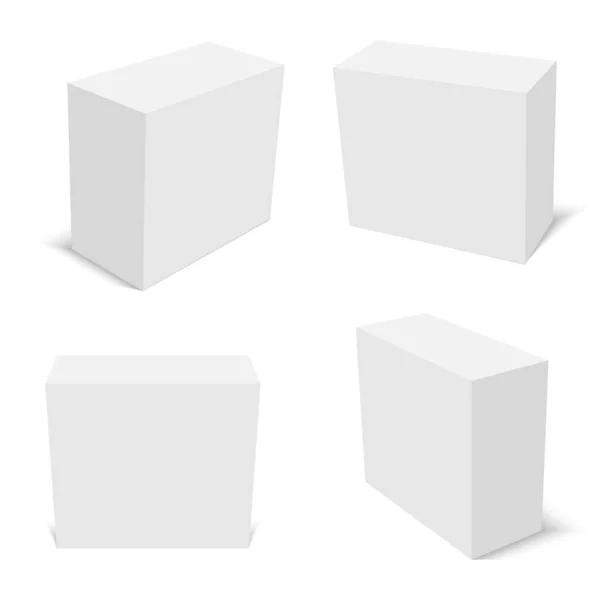 Set of white cardboard boxes mockups. Vector — Stock Vector