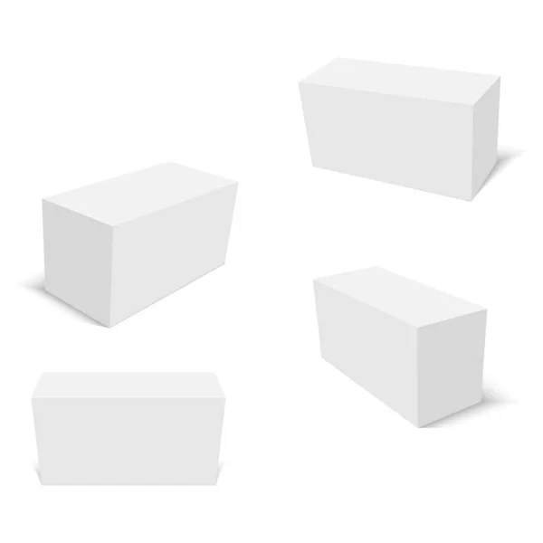 Set of white cardboard boxes mockups. Vector — Stock Vector