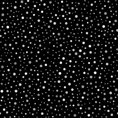 Siyah arkaplanda beyaz noktalar olan kusursuz bir desen. Vektör.