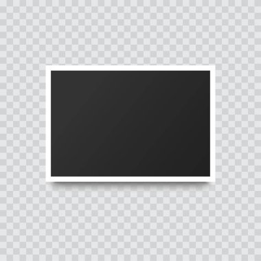 Şeffaf arkaplanda gölgesi olan gerici fotoğraf çerçevesi. Vektör