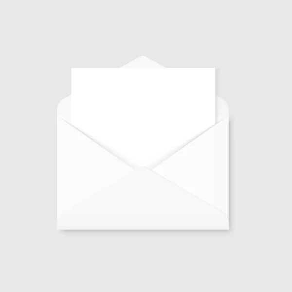 Realistico Bianco Lettera Busta Carta Bianca Vista Frontale Vettore — Vettoriale Stock