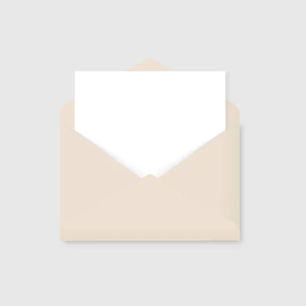 Gerçekçi Beyaz Harfli Kağıt Zarf Öngörünümü Vektör — Stok Vektör