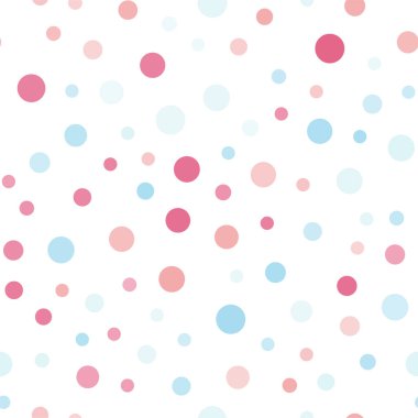 Beyaz arkaplanda rastgele renkli noktalar olan kusursuz bir desen. Vektör.