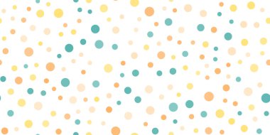 Beyaz arkaplanda rastgele renkli noktalar olan kusursuz bir desen. Vektör.