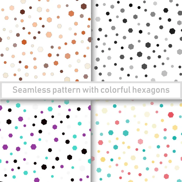 Conjunto Patrones Sin Costura Con Hexágonos Colores Vector — Vector de stock