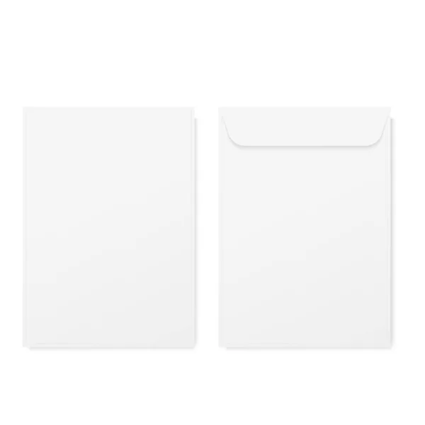 Blank Realistic Closed Envelope Front Back View Mock Vector — Stock Vector