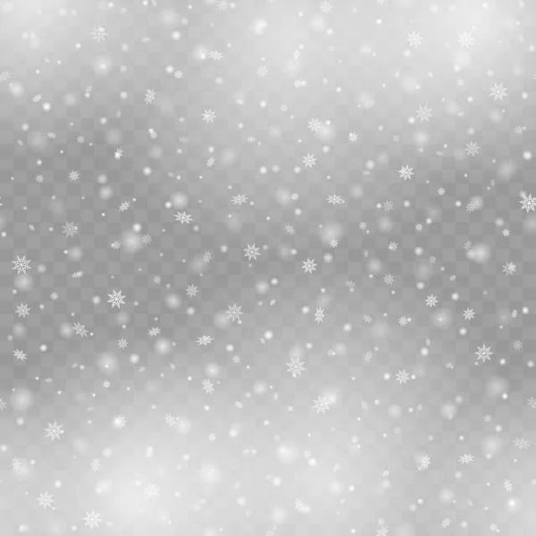 Seamless Pattern Falling Snowflakes Transparent Background Vector — Stock Vector