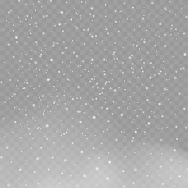 Рождественский фон с падающими снежинками на прозрачном фоне. Вектор