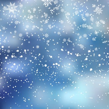 Düşen kar taneleriyle yılbaşı veya yeni yıl arkaplanı. Vektör