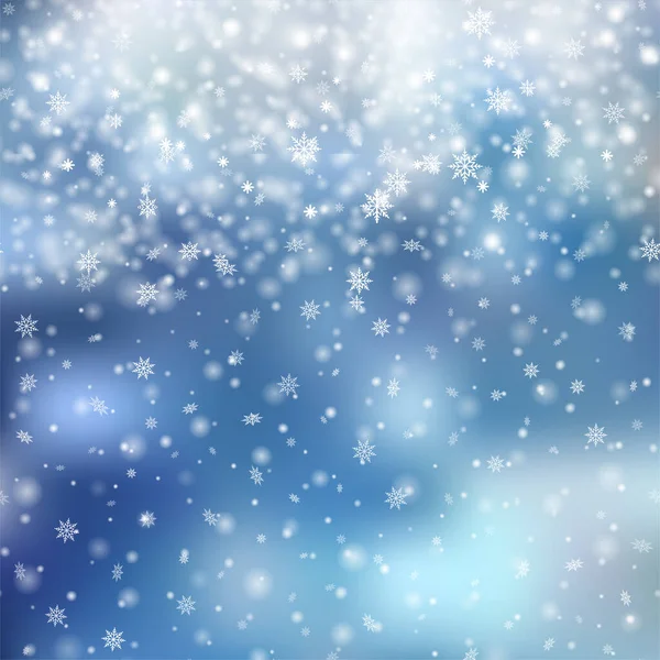 Fondo de Navidad o Año Nuevo con la caída de copos de nieve. Vector — Vector de stock