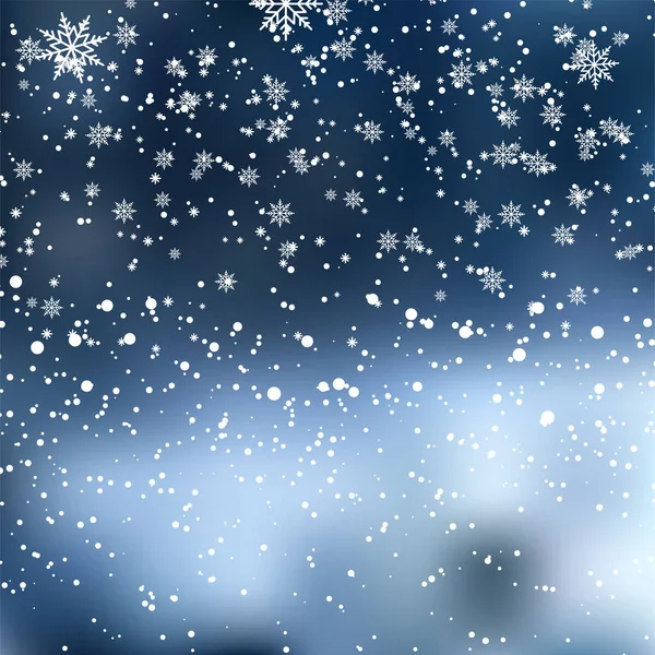 Noël ou Nouvel An fond avec des flocons de neige tombant. Vecteur — Image vectorielle