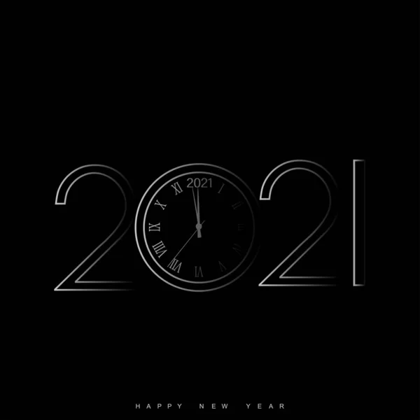 Bonne Année Carte Avec Horloge 2021 Vecteur — Image vectorielle