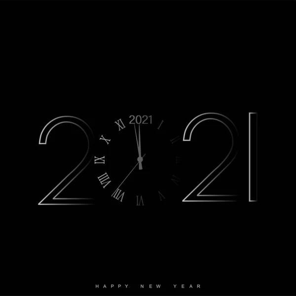 Feliz Año Nuevo Con Reloj 2021 Vector — Vector de stock