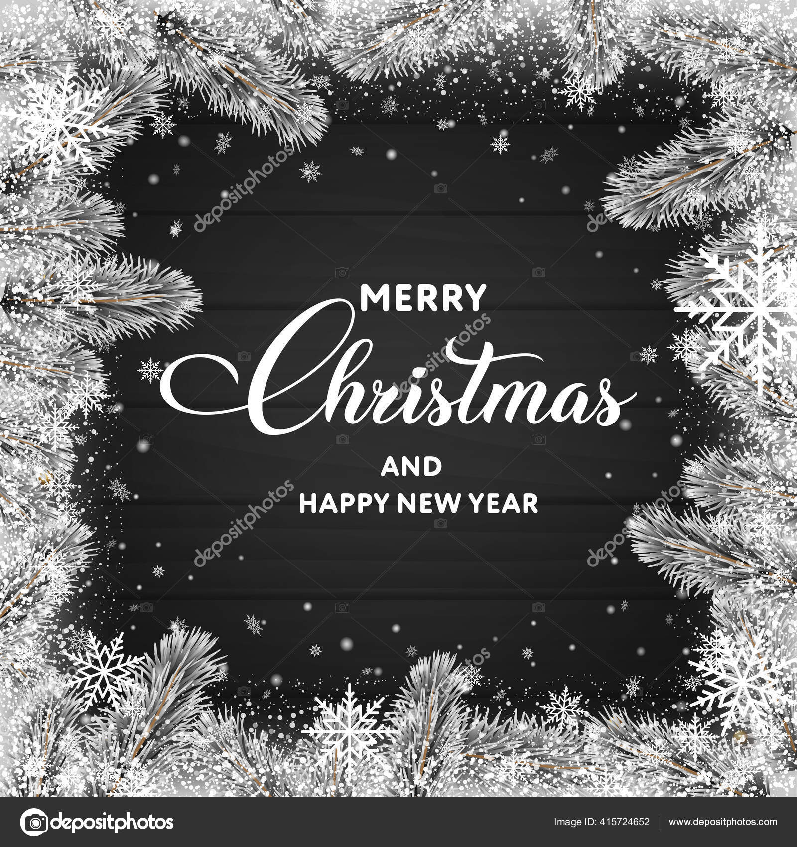Joyeux Noel Bonne Annee Carte Vœux Sur Fond Noir Avec Image Vectorielle Par Azfree C Illustration