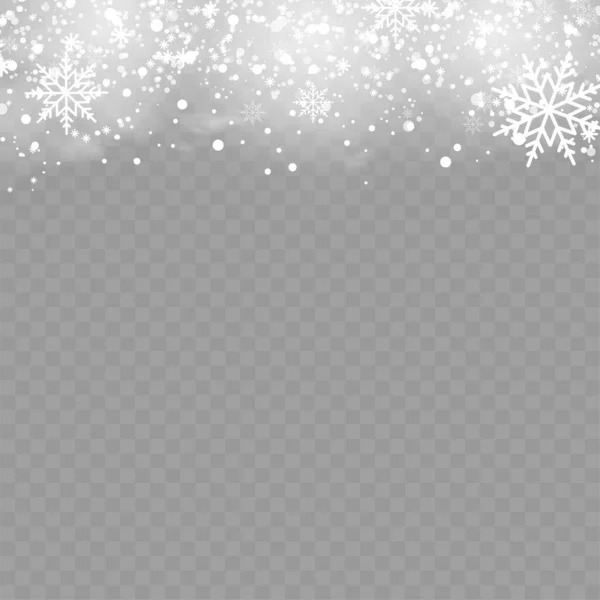 Weihnachten Hintergrund Mit Schneeflocken Auf Transparent Vektor — Stockvektor