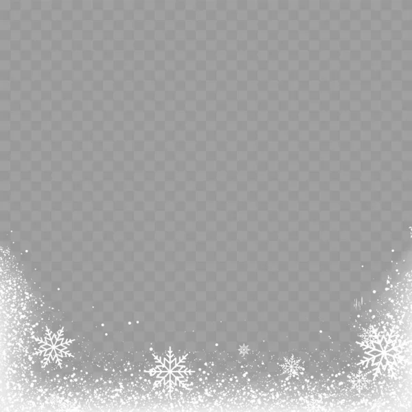 Fondo Navideño Con Copos Nieve Sobre Transparente Vector — Vector de stock