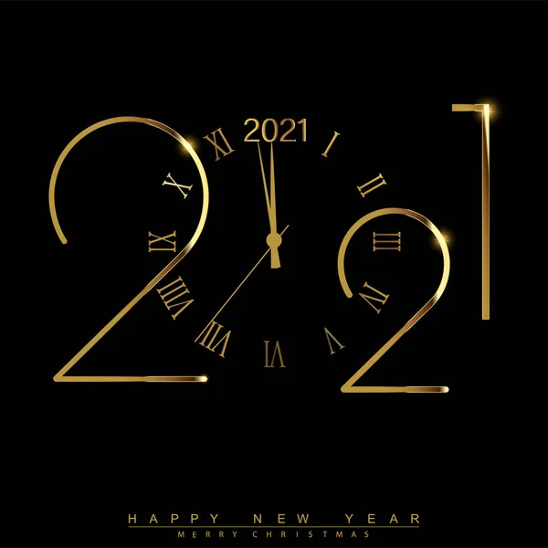 Bonne année 2021 avec montre brillante dorée. Vecteur — Image vectorielle