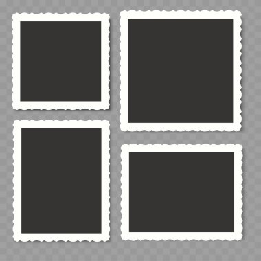 Güverte kenar efektli gerçekçi vintage fotoğraf çerçeveleri. Vektör illüstrasyonu