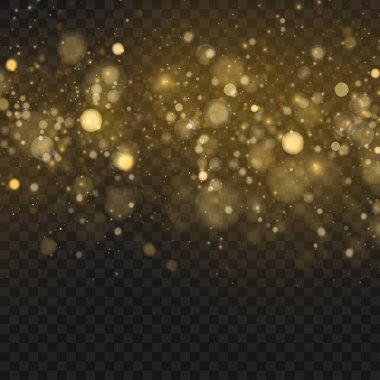Lüks altın parıltı patlaması ve ışıl ışıl toz bulutu. Vektör illüstrasyonu