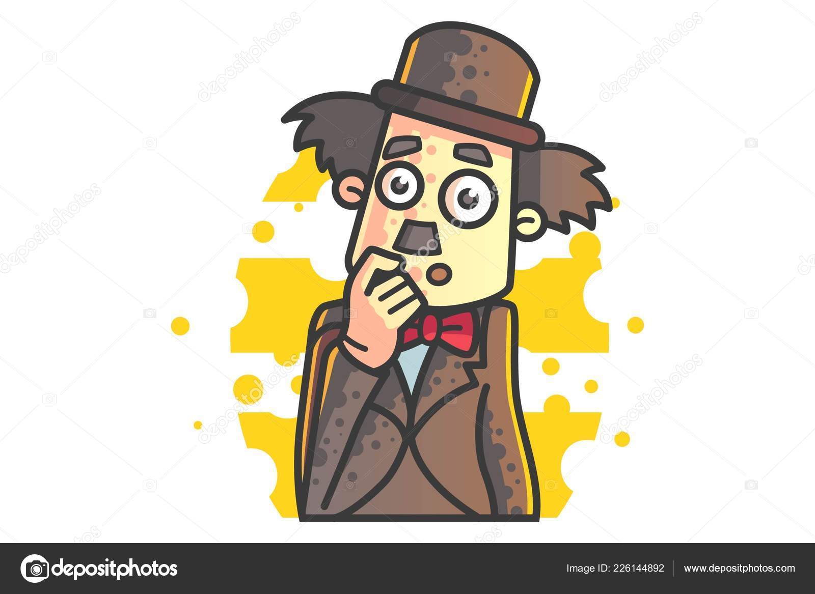 Векторная Иллюстрация Мыслящего Персонажа Чарли Чаплина Векторное.