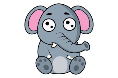 Sevimli fil vektör karikatür çizim. Beyaz arka plan üzerinde izole.